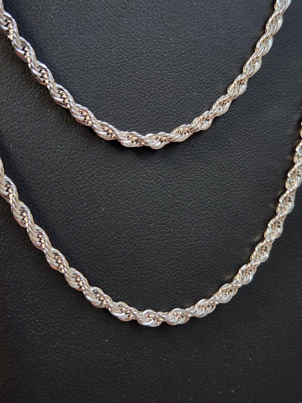 90s 15.87g 30" 14K White Gold 585 D-Cut Twist Rope Chain Necklace VTG MSRP $4122